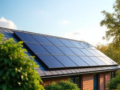 Solar panels on eco-friendly new build in UK